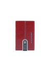 Piquadro - Portacarte di credito in metallo e pelle con ferma soldi Blue Square