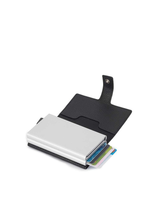 Piquadro - Porta carte di credito in metallo e pelle Modus