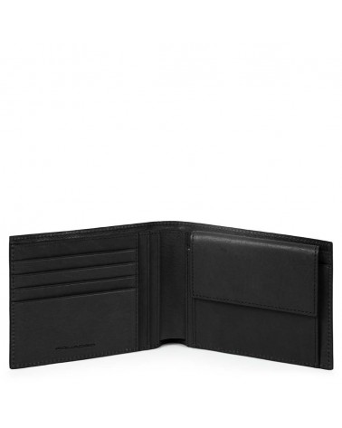 Piquadro - Portafoglio uomo con portamonete in pelle Black Square