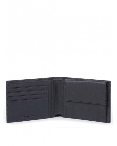 Piquadro - Portafoglio uomo con portamonete in pelle Black Square
