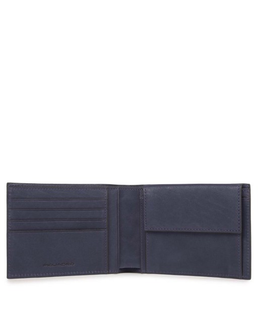 Piquadro - Portafoglio uomo con portamonete in pelle Black Square