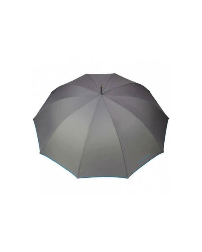 Piquadro - Ombrello grande in nylon e alluminio con manico rifinito in pelle Blue Square