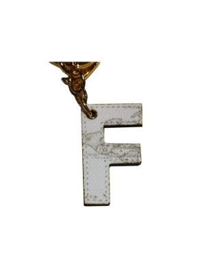 Alviero Martini Prima Classe - Portachiavi  a ciondolo Charm Lettera F Geo Classic White