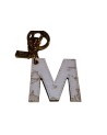 Alviero Martini Prima Classe - Portachiavi  a ciondolo Charm Lettera M Geo Classic White