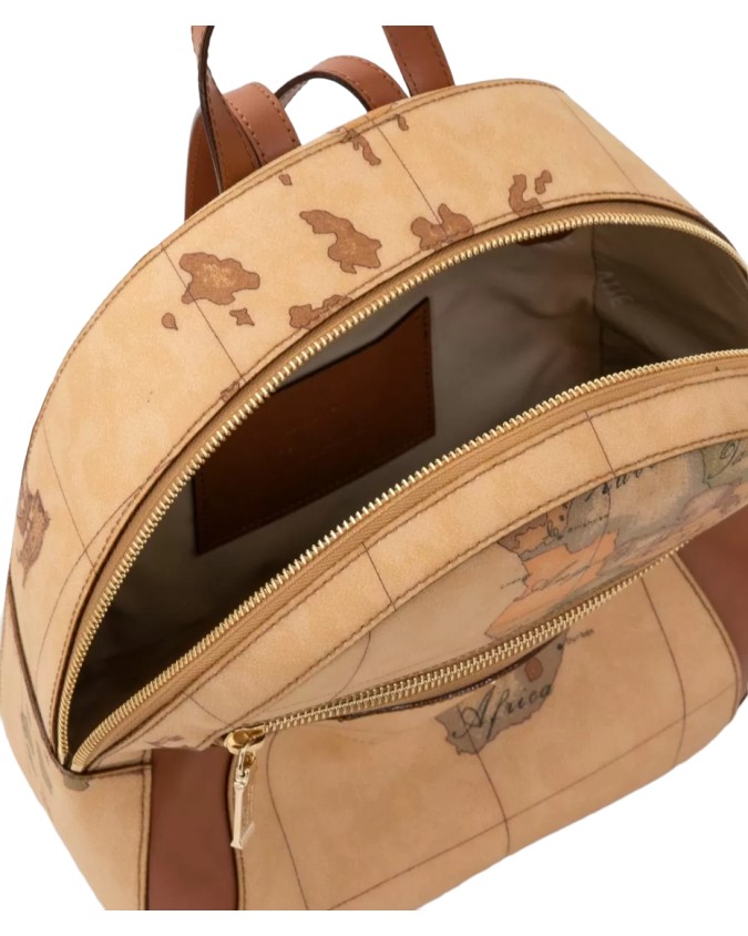 Alviero Martini Prima Classe - Zaino in tessuto stampa Geo Classic con inserti frontali in pelle