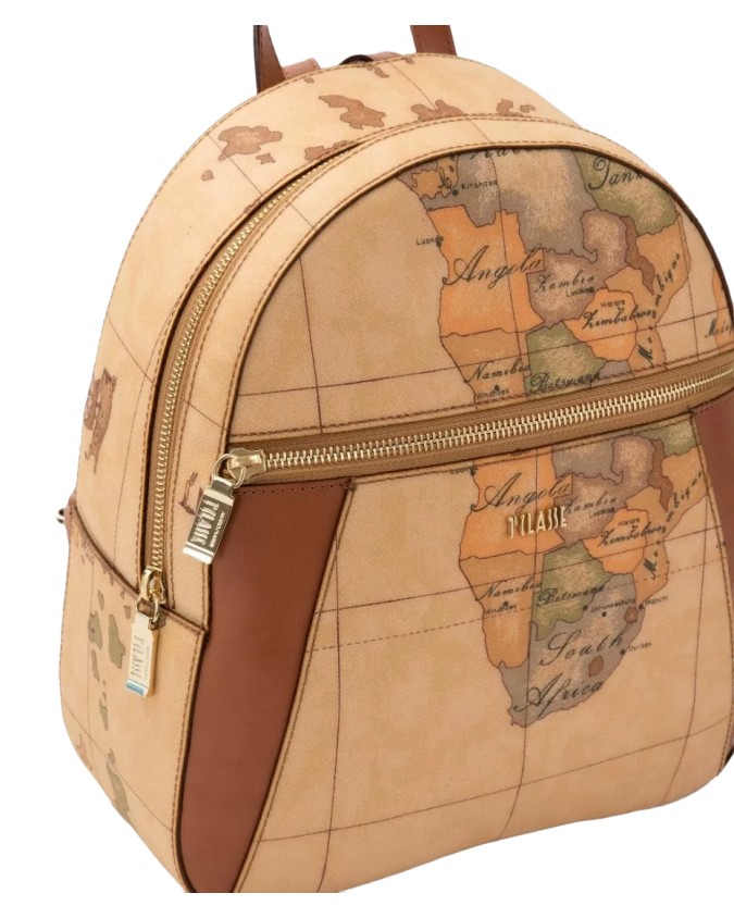 Alviero Martini Prima Classe - Zaino in tessuto stampa Geo Classic con inserti frontali in pelle