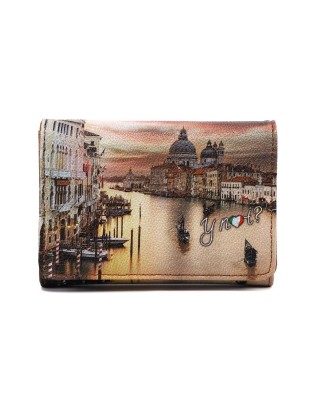 Ynot - Women's Wallet with Flap and Button in Faux Leather by