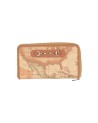 Alviero Martini Prima Classe - Portafoglio donna zip around in pelle naturale e tessuto goffrato Geo Classic