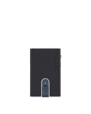 Piquadro - Porta carte di credito sliding system in metallo e pelle Modus