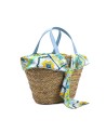 Ynot - Borsa shopping in tessuto e rafia Large