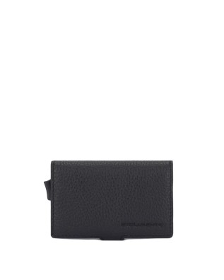 Piquadro - Porta carte di credito in pelle e metallo con protezione anti-frode RFID