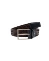 Made In Italy - Cintura uomo in pelle intrecciata bicolore blu/cuoio