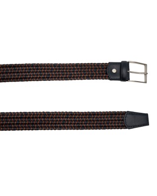 Made In Italy - Cintura uomo in pelle intrecciata bicolore blu/cuoio 2
