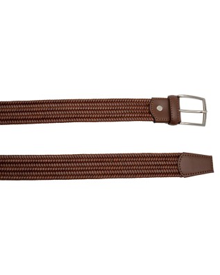 Made In Italy - Cintura uomo in pelle intrecciata elasticizzata Cuoio 2