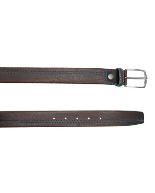 Made in Italy - Cintura uomo in pelle con cucitura a contrasto Testa di Moro 2