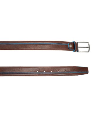 Made in Italy - Cintura uomo in pelle con cucitura a contrasto Cuoio 2