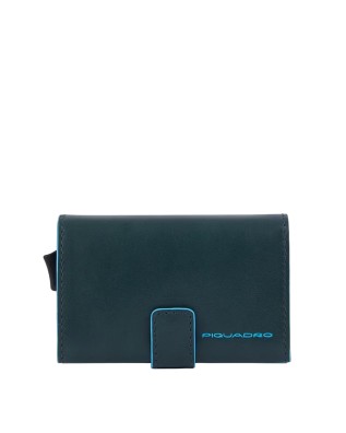Piquadro - Custodia porta carte di credito uomo in pelle e metallo
