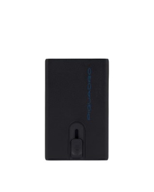 Piquadro - Portafoglio compatto in pelle e metallo RFID