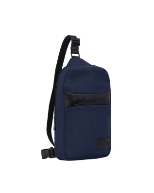 Piquadro  - Zaino monospalla uomo in pelle e tessuto per  iPad®mini 2