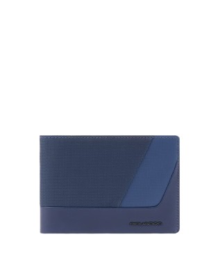 Piquadro - Portafoglio uomo in pelle e tessuto riciclato porta carte di credito