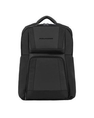  Piquadro - Zaino uomo in pelle e tessuto riciclato porta pc