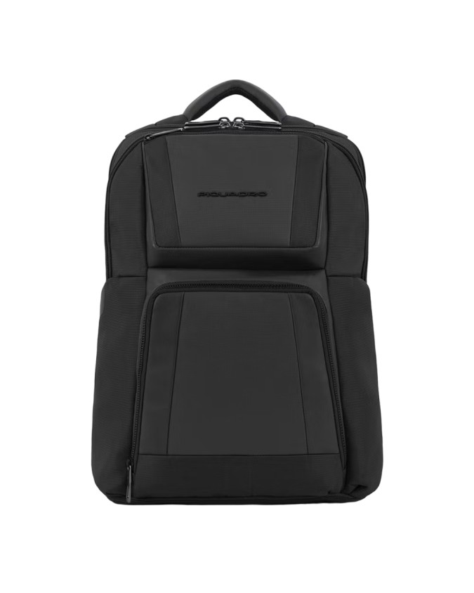 Piquadro - Zaino uomo in pelle e tessuto riciclato porta pc