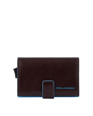 Piquadro - Custodia porta carte di credito uomo in pelle e metallo
