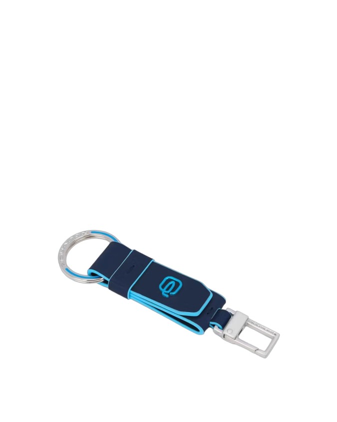 Piquadro - Portachiavi in pelle con anello e logo