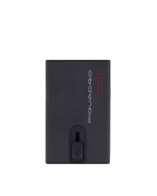 Piquadro - Portafoglio compatto in pelle e metallo RFID