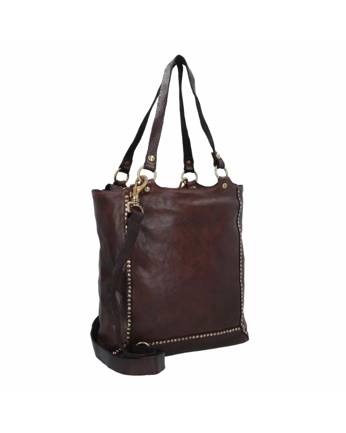 Campomaggi - Borsa shopping verticale in pelle con tracolla