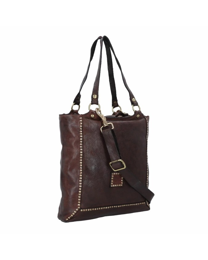 Campomaggi - Borsa shopping verticale in pelle con tracolla