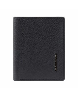 Piquadro - Portafoglio uomo con porta carte di credito verticale in pelle RFID