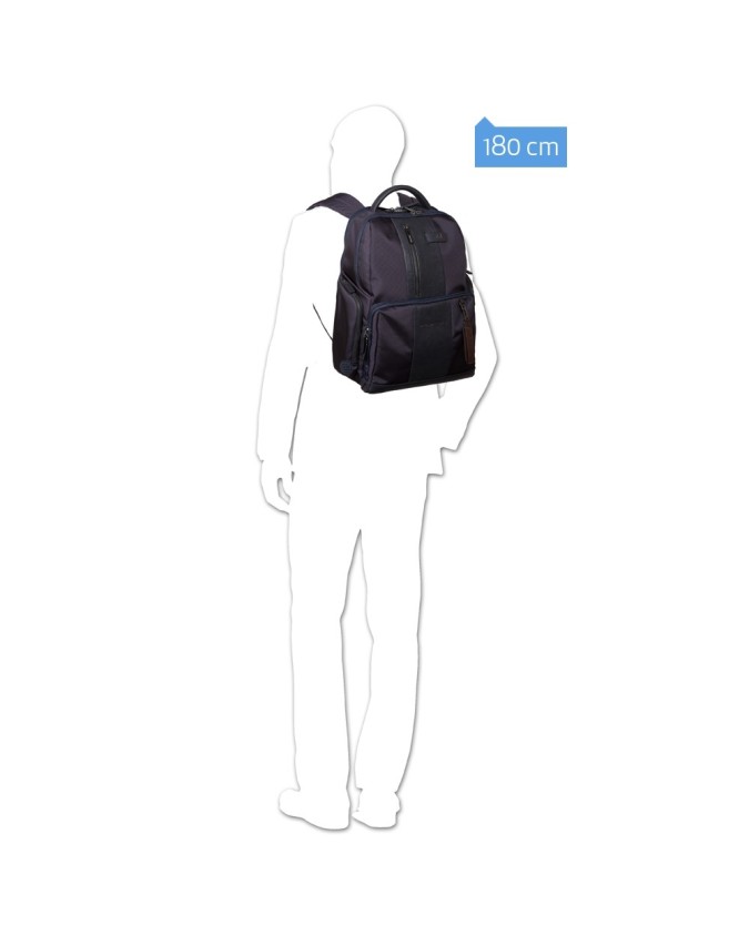 PIQUADRO - Zaino iconico all-tech in pelle e tessuto - Blu - CA4439BRBM/BLU  su