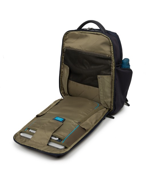 PIQUADRO - Zaino iconico all-tech in pelle e tessuto - Blu - CA4439BRBM/BLU  su