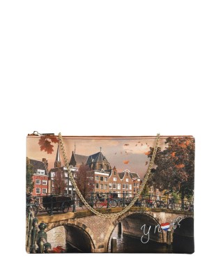 Ynot – Große Clutch aus Kunstleder mit Schulterriemen und