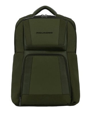  Piquadro - Zaino uomo in pelle e tessuto riciclato porta pc