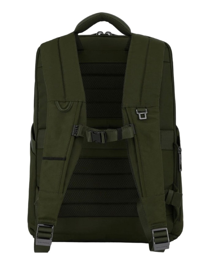 Piquadro - Zaino uomo in pelle e tessuto riciclato porta pc