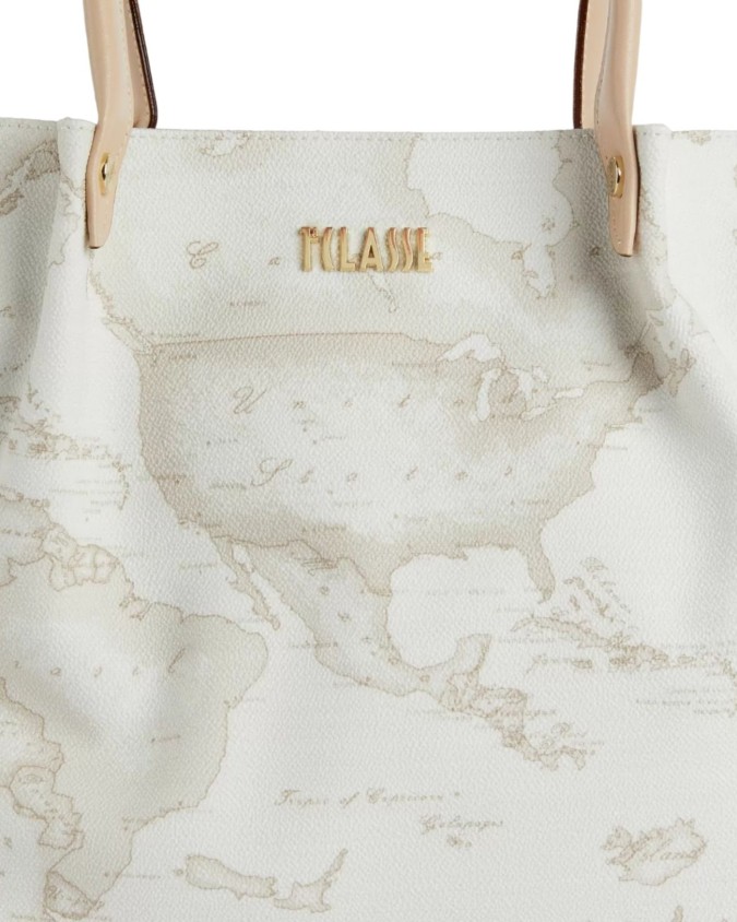 Alviero Martini Prima Classe - Borsa shopping in tessuto stampa Geo White