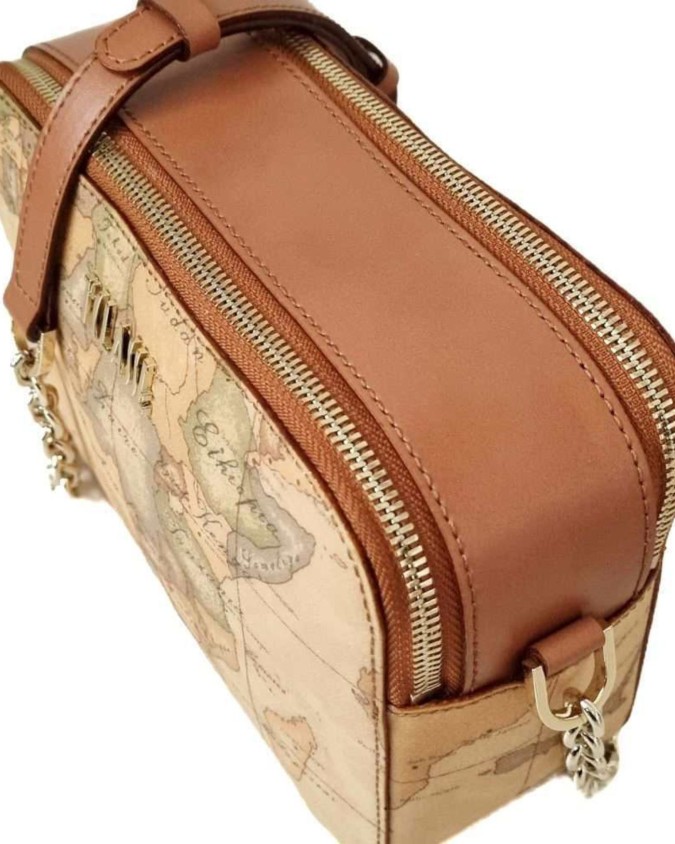 Alviero Martini Prima Classe - Borsa piccola a tracolla in tessuto goffrato Geo Classic