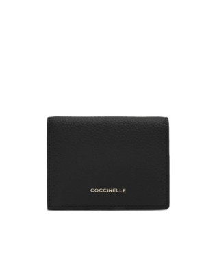 Coccinelle - Portafoglio donna piccolo con patta in pelle Metallic Soft