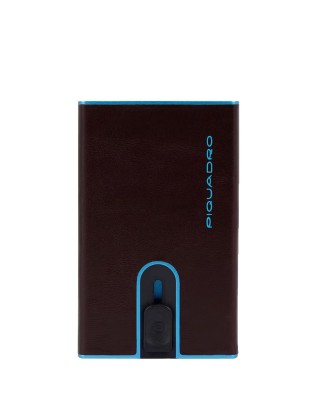  Piquadro - Porta carte di credito slim in pelle e metallo con