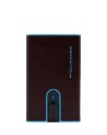 Piquadro - Slim leather and metal credit card holder with a sliding mechanism