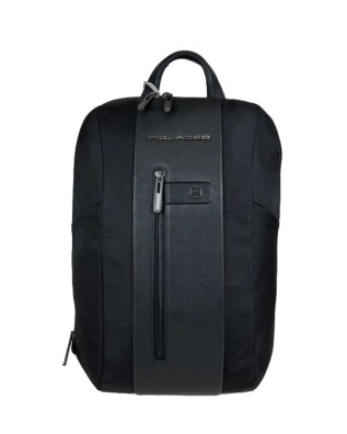 Piquadro - Zaino slim in tessuto e pelle espandibile porta pc 15''
