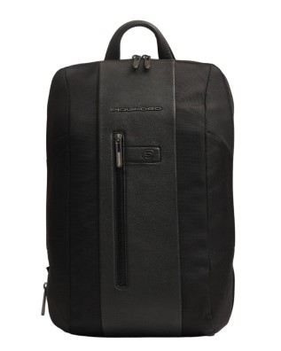 Piquadro - Zaino slim in tessuto e pelle espandibile porta pc 15.6''