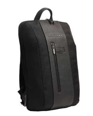 Piquadro - Zaino slim in tessuto e pelle espandibile porta pc 15.6'' 2