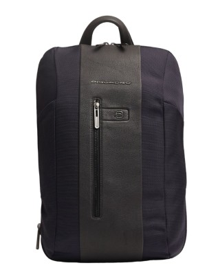 Piquadro - Zaino slim in tessuto e pelle espandibile porta pc 15.6''