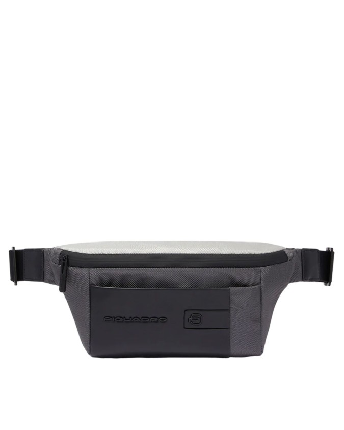 Piquadro - Marsupio uomo in pelle e tessuto riciclato RFID