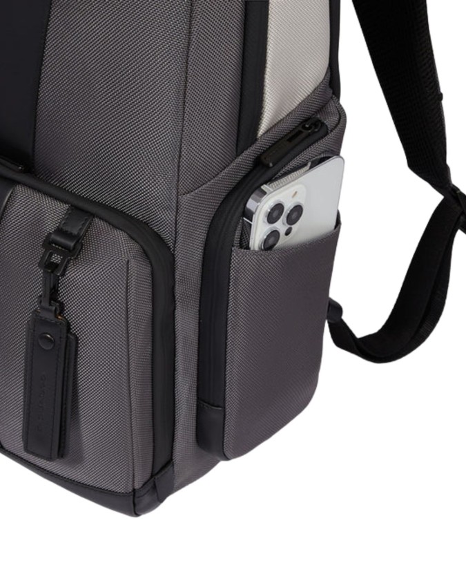 Piquadro - Zaino fast-check porta pc 15.6'' e iPad® Pro 11'' in pelle e tessuto