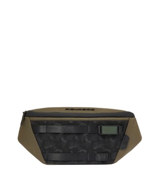Piquadro - Marsupio uomo modulare e personalizzabile in tessuto riciclato e pelle FX