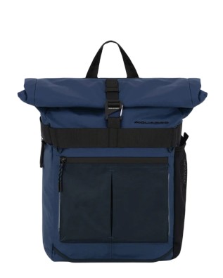  Piquadro - Zaino roll-top in tessuto riciclato da bici porta